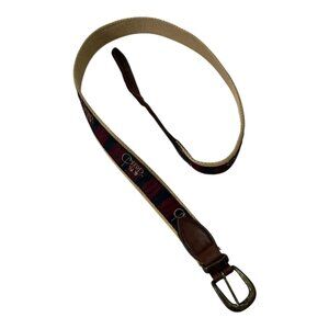 Moss Creek Golf Ribbon Belt by Leather Man Ltd. Exeter NH – 37” Woven Canvas & L